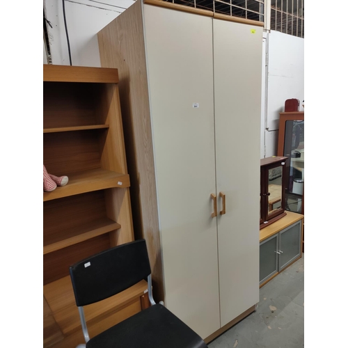 2041 - Two door wardrobe with shelf. Approximately 188 x 76 x 53 cm