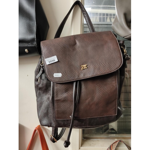 2056 - Brown leather rucksack