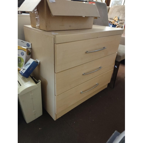 2362 - Three drawer chest of drawers with curved metal handles