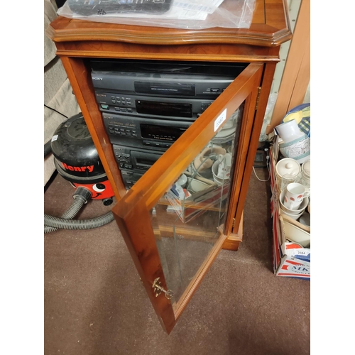 2382 - Sony stereo system in glass fronted cabinet. No Speakers