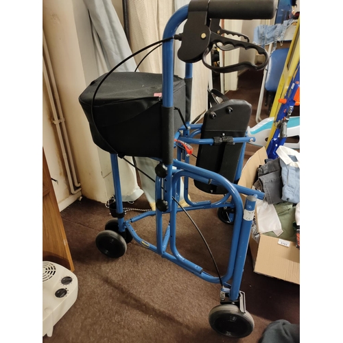 2412 - Three wheeled folding walker with seat