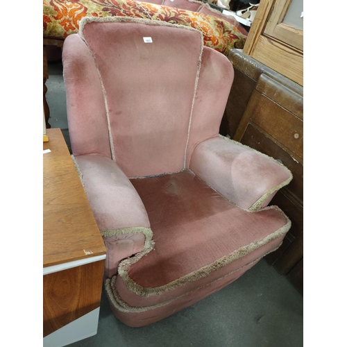 1853 - Art deco 1930s pink fire side arm chair very heavy excellent quality