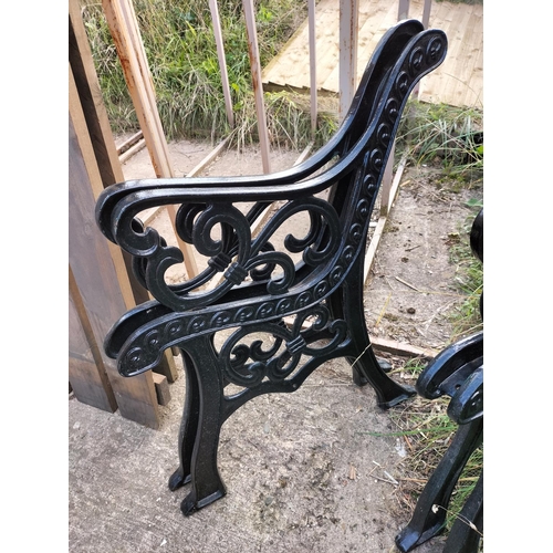 55 - PAIR OF QUALITY CAST IRON BENCH ENDS