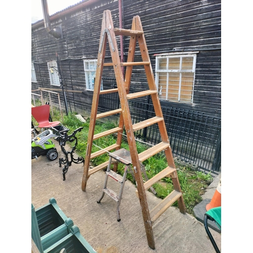 58 - VERY LARGE QUALITY VINTAGE WOODEN LADDERS