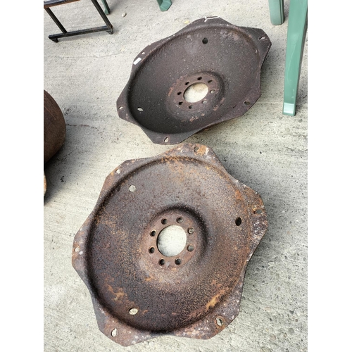 66 - Vintage cast iron tractor wheels