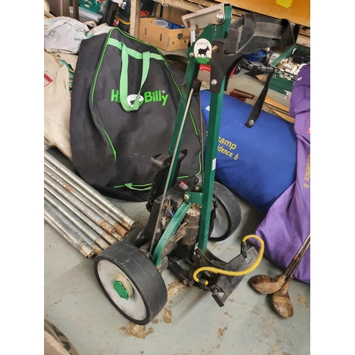 232 - Hillbilly compact motorised golf trolley with bag