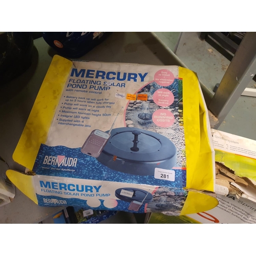 281 - MERCURY FLOATING POND SOLAR PUMP IN BOX