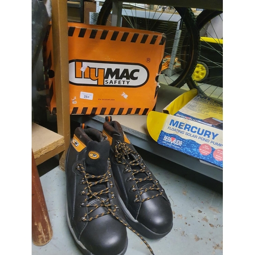 284 - PAIR OF NEW IN BOX HYMAC SAFTEY BOOTS SIZE 13