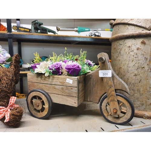 309 - TUK TUK FLOWER PLANTER WITH ARTIFICIAL FLOWERS