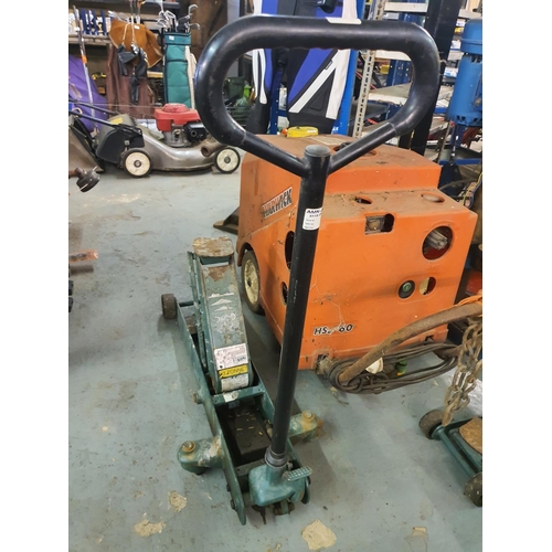 334 - THREE TON TROLLEY JACK  MAJOR LIFT  COMPAC MAKE