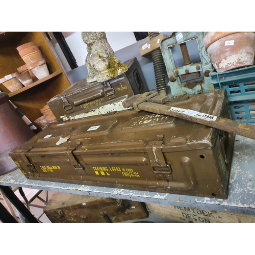 357 - ARMY AMUNITION BOX DID CONTAIN TWO 105MM HOWITZER SHELLS GREAT TOOL BOX