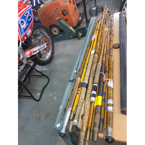 444 - QUANTITY OF CANE VINTAGE FISHING RODS