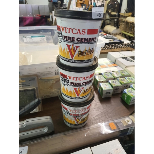 466 - Three tubs of vitcas fire cement black