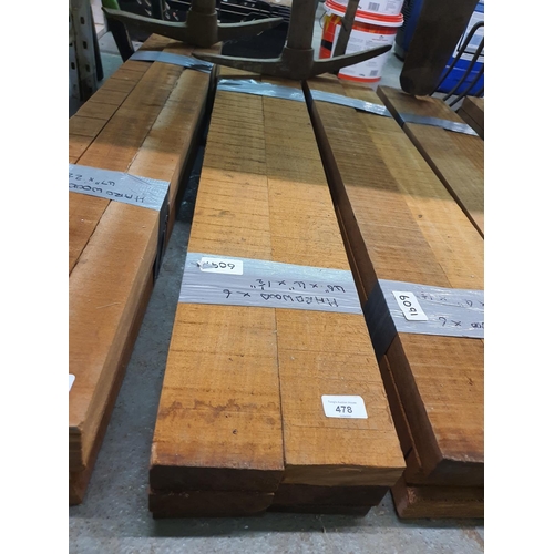 478 - Hardwood 6 pieces 46 inch by 4-inch by 1 1/2 inch