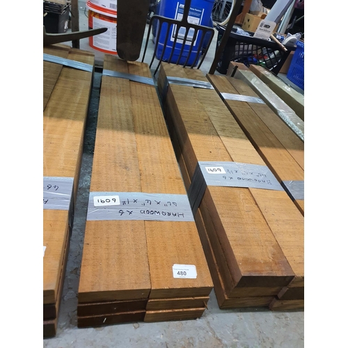 480 - Hardwood 6 pieces 46 inch by 4 inch by 1 inch