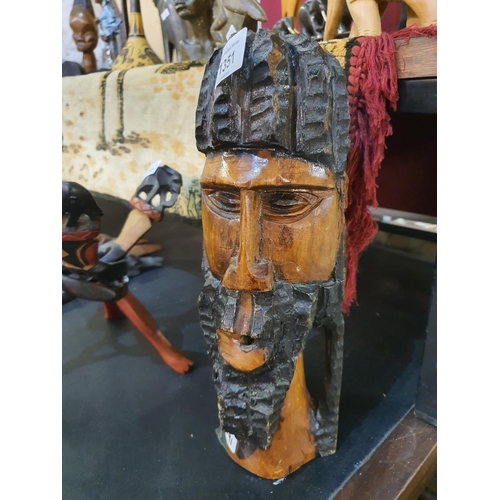 1351 - Tall carved African wooden head figure