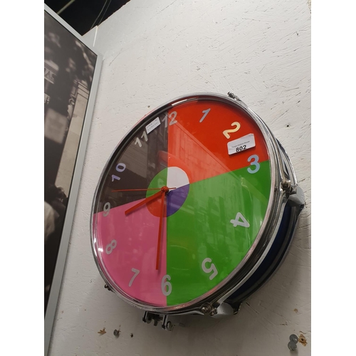 802 - Quirky repurposed drum clock with quality movement