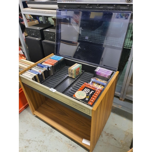 818 - Vintage retro music mobile record and cassette cabinet