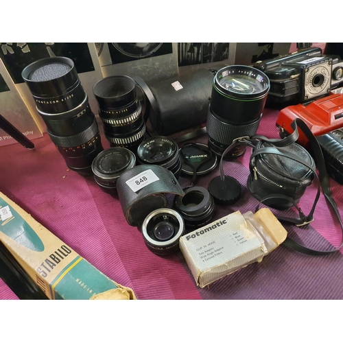 848 - large collection of camera lenses