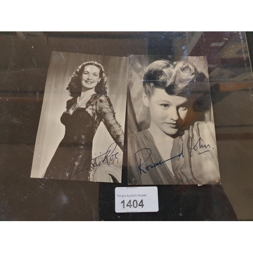 1404 - Two photographs signed by hand of 1950's film stars