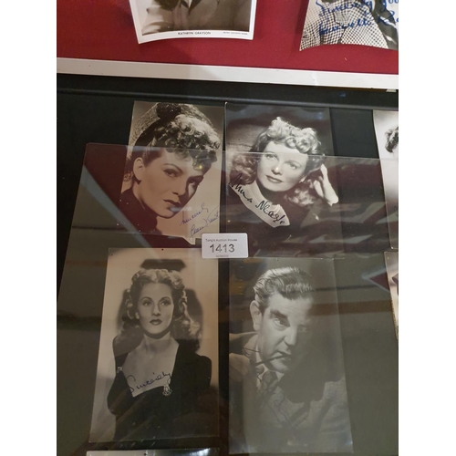 1413 - Collection of four hand signed photographs of 1950's film stars