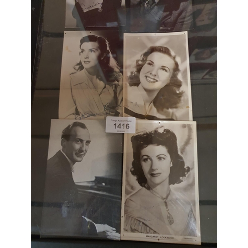 1416 - Collection of four 1950's film stars hand signed including Margret Lockwood, and Kathleen Ryan