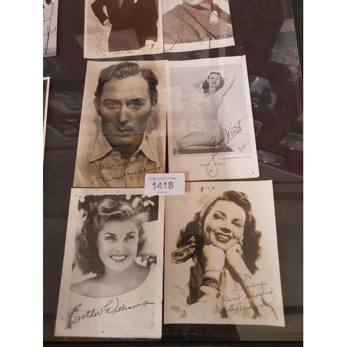 1418 - Collection of four hand signed 1950's publicity photographs including Ester Williams and Jean Kent