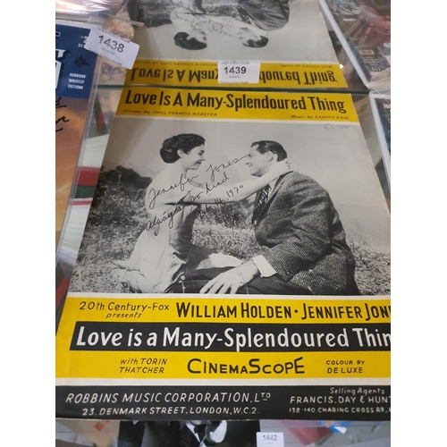 1439 - Sheet Music - Love is a Splendid thing signed Jennifer Jones 1970