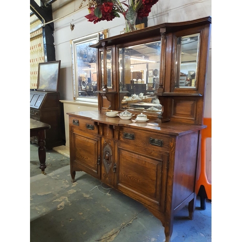 1782 - Stunning late Victorian mirrored back sideboard art nouveau style and carvings. Original handles. Be... 