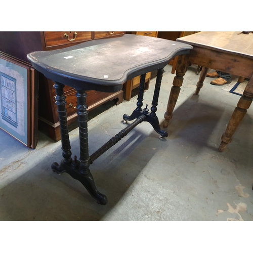 1783 - Black painted hall table with barley twist decoration on Castor's