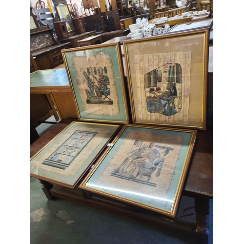 1788 - Four framed Egyptian paintings on papyrus