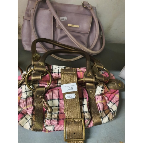 526 - Two Y2K style handbags including lilac colour bag and a pink check pattern bag