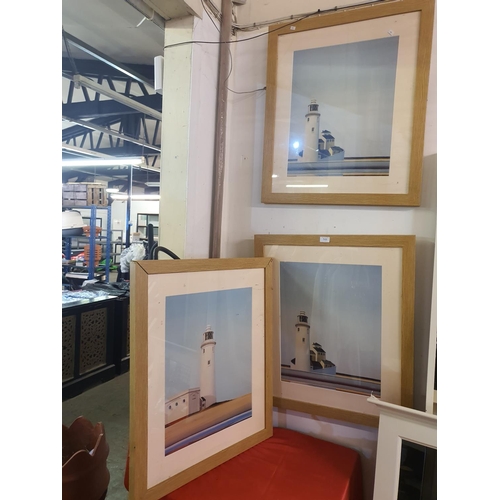 546 - Set of three large framed lighthouse prints