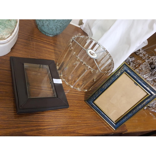 798 - Two photo frames, one missing back and a light shade