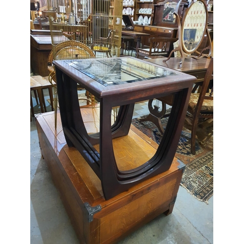 1741 - Nest of three glass topped tables