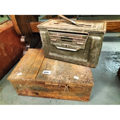 1212A - Two metal Vintage boxes, one military