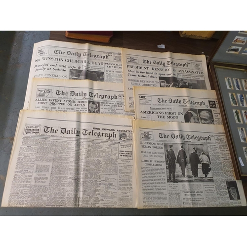 1201 - Collection of six Daily Telegraph newspaper reprints, various dates but all important head lines