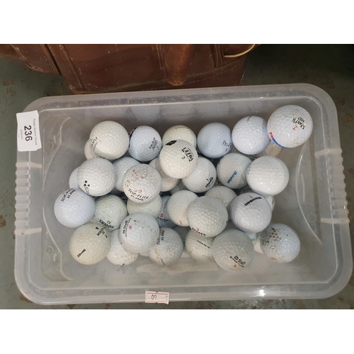 236 - Old clubs ALSO collection of golf balls top flite, Titleist, Maxfli, Baxter, noodle