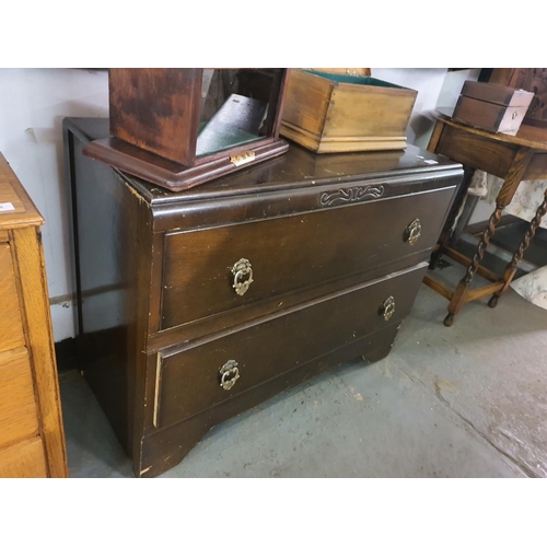 1105 - 1930's two drawer chest of drawers 3ft wide 28'' tall