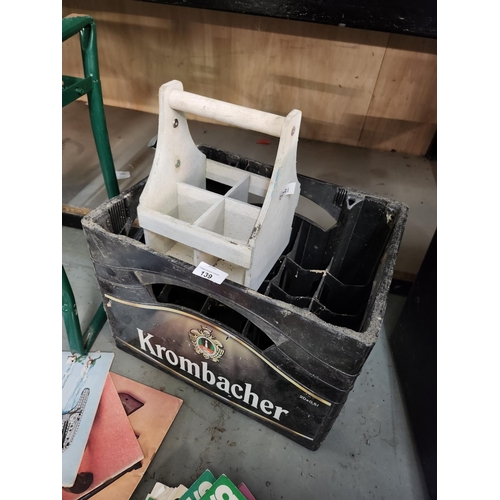 139 - KROMBACHER 20 bottle holder crate 
And white wooden four bottle holder