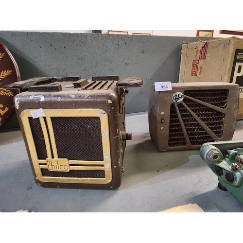 965 - A vintage A/C electric fan, and a Philco radio and television speaker