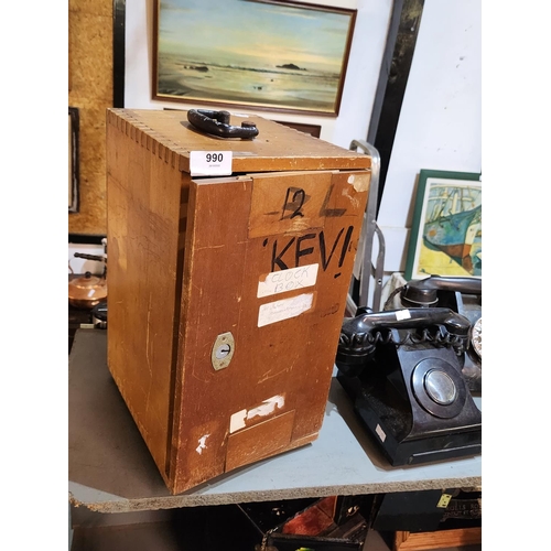 990 - A solid wood box with dovetail joints for clock or microscope
Approx. 37cm tall by 20cm wide, 25cm d... 