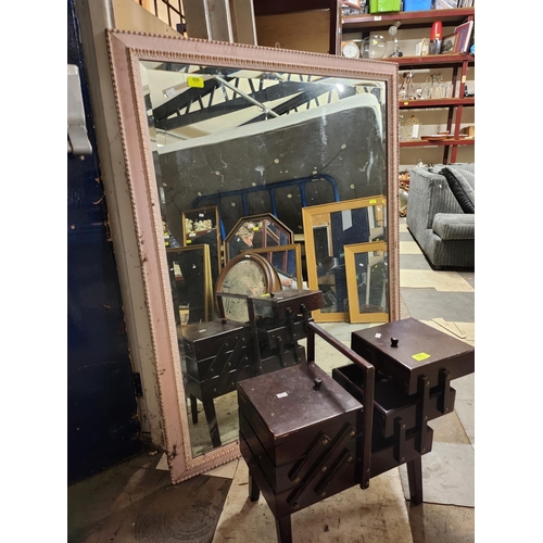 626 - Very large bevelled glass wooden mirror, great for upcycling
103 x 88cm