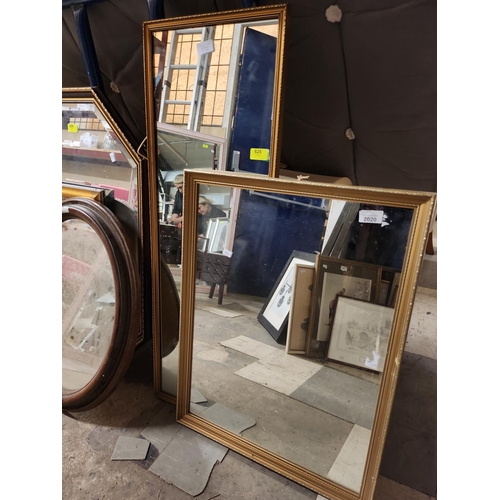 628 - Set of 2 vintage gold framed mirrors