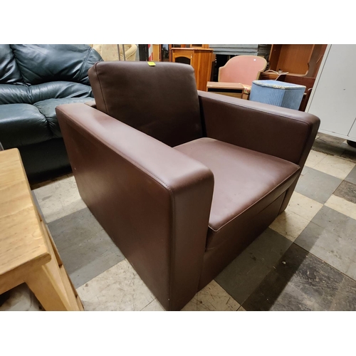 741 - Modern leather effect brown stylish armchair