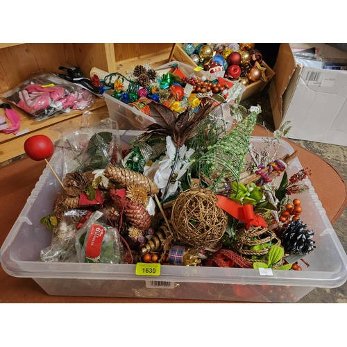 1630 - Large box of Christmas decorations