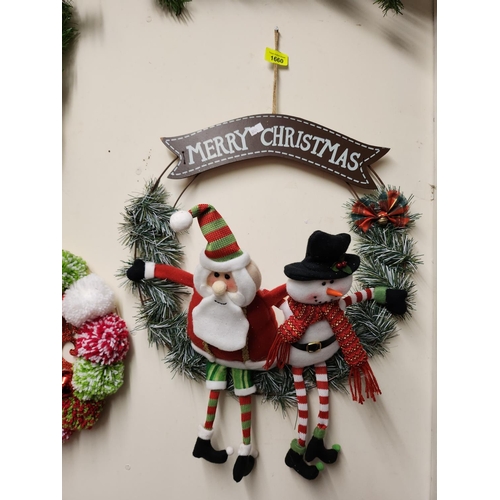 1660 - Merry Christmas Santa and Snowman wreath