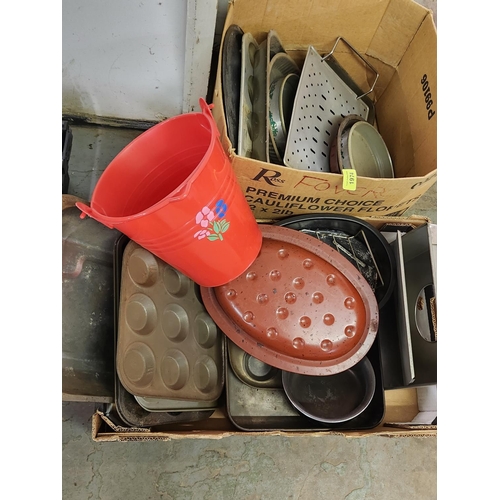 1974 - Very large job lot of baking trays , vintage meat lidded dish and pans