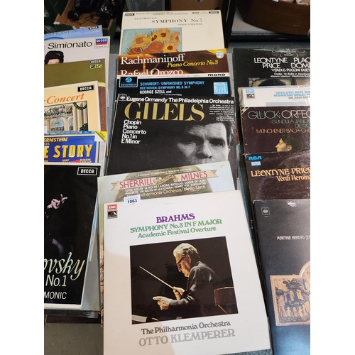 1063 - A collection of classical vinyl albums, including Brahms Symphony No.3. Beethoven Symphony No.7 Schu... 