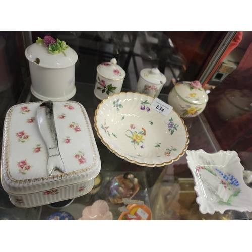 834 - A nice collection of fine china items, including Shelly small, lidded pot and sardine dish